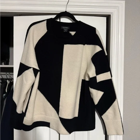 Club Monaco Black and Cream Geometric Sweater - Picture 4 of 8